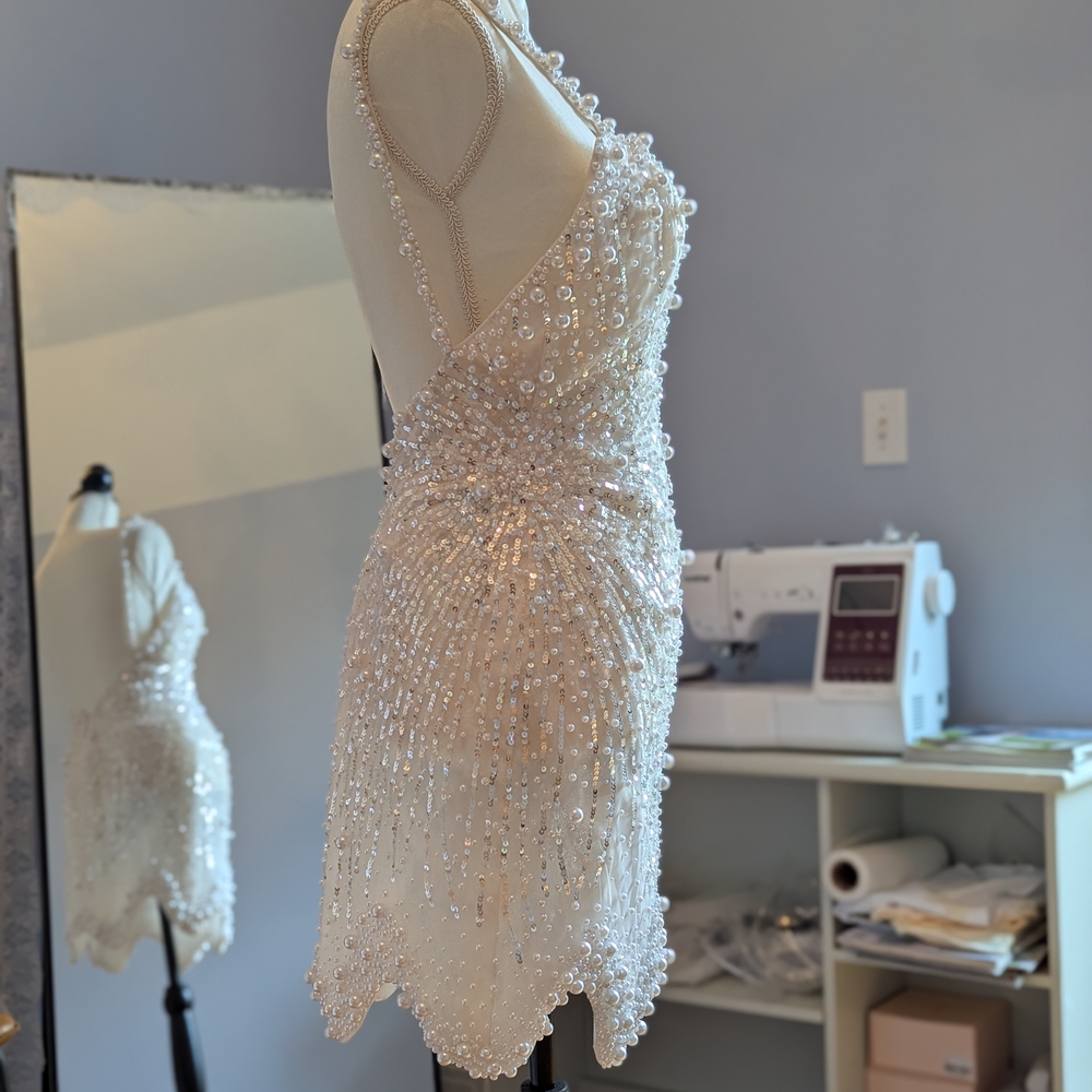 Elegant White Beaded Dress